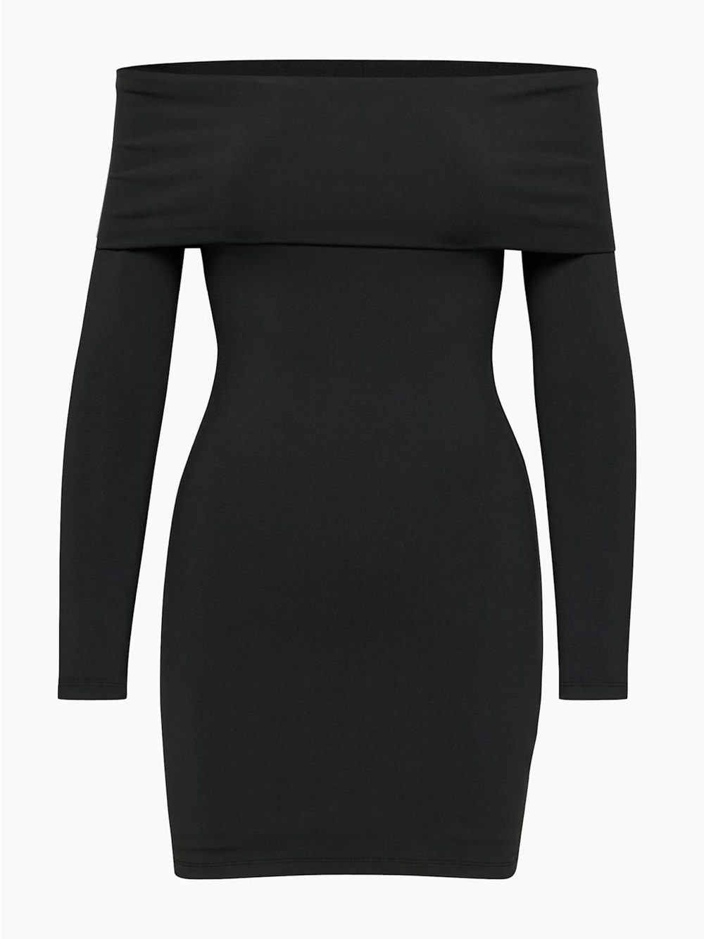 Aritzia Contour Black Off the Shoulder mini dress castoro bodycon longsleeve 2XS